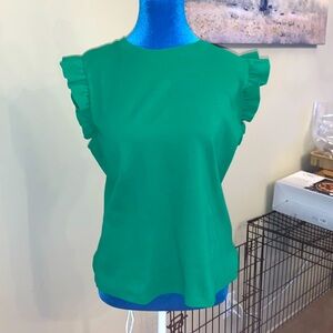 Green arm ruffle tank
